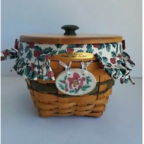 Longaberger Christmas Collection 1994 Edition Jingle Bell Basket, Liner & Insert - Picture 1 of 8